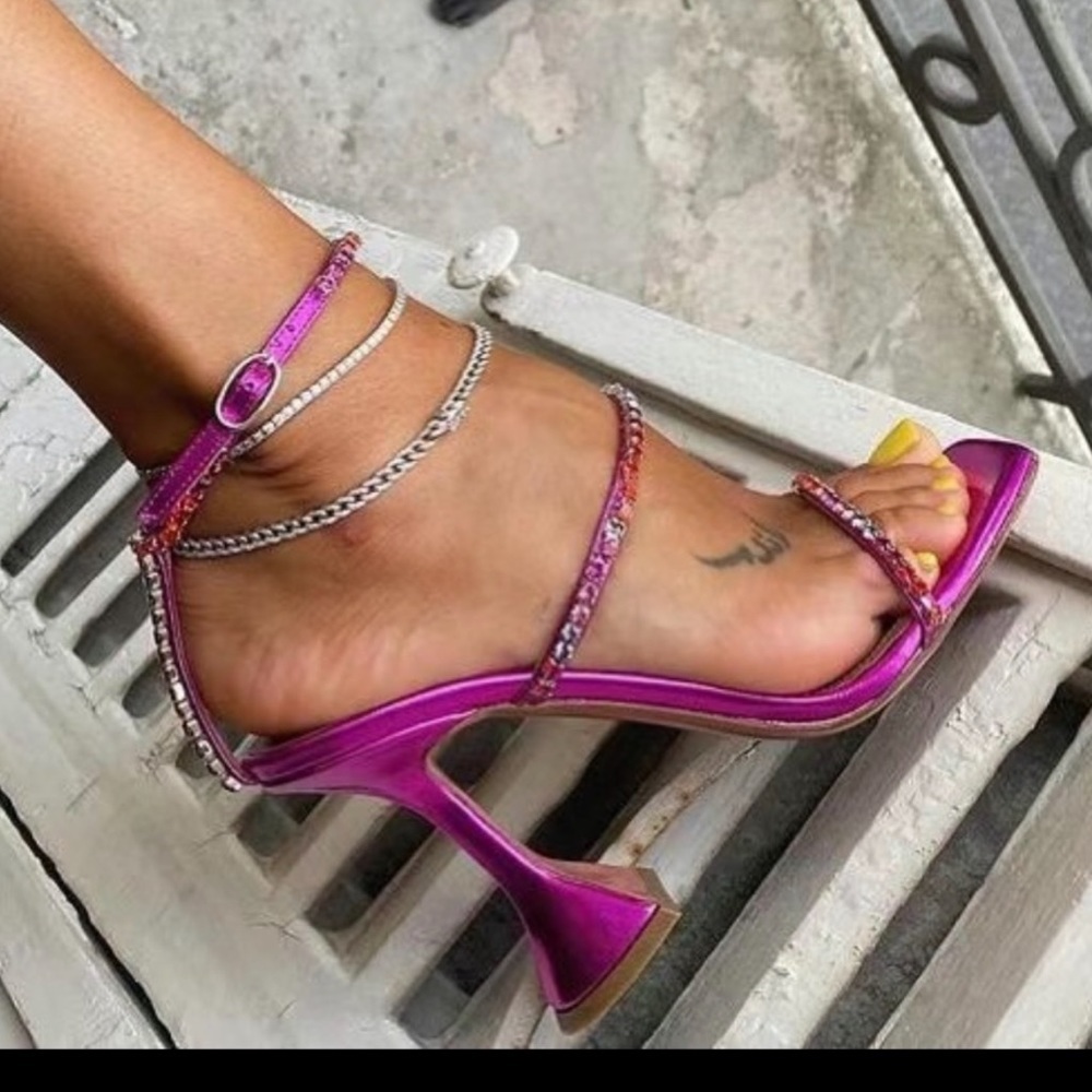Pink rhinestone heel